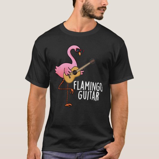 フラミンゴおもしろいギター音楽プンダークBG Tシャツ (正面)