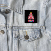 フラミンゴおもしろいクリスマスツリーギフトティー 缶バッジ (インサイチュ)