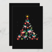 フラミンゴおもしろいクリスマスツリー サンキューカード (正面/裏面)