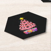 フラミンゴおもしろいクリスマスツリー ペーパーコースター (アングル)