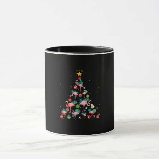 フラミンゴおもしろいクリスマスツリー マグカップ (中央)