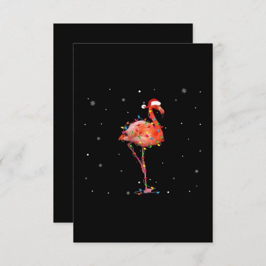 フラミンゴおもしろいクリスマスライトアパレルかわいいクリスマス エンクロージャーカード (正面/裏面)