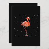 フラミンゴおもしろいクリスマスライトアパレルかわいいクリスマス シーズンカード (正面/裏面)