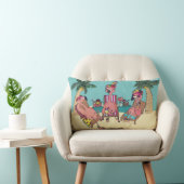 フラミンゴおもしろいスオントロピカルバケーションイラストレーション ランバークッション (椅子)