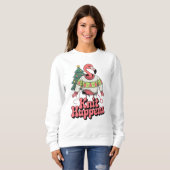 フラミンゴおもしろいニットが醜いクリスマスセーターを起こす スウェットシャツ (正面フル)