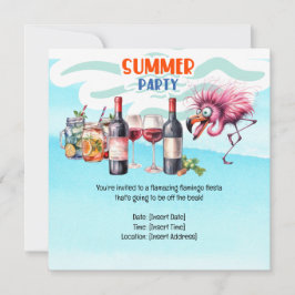 フラミンゴおもしろいパーティーデザイン セーブザデート