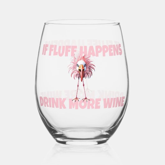 フラミンゴおもしろいフラフが発生 ステムなしワイングラス (裏面)