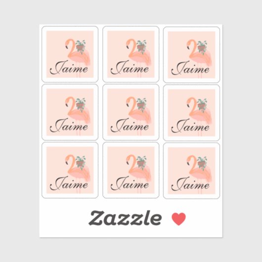 フラミンゴおもしろいホールディングプラントフレームステッカー シール (シート)