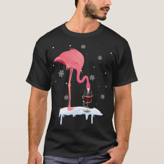 フラミンゴおもしろいワインを飲むクリスマスクリスマスPaj Tシャツ