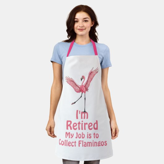 フラミンゴおもしろい退職引用文 エプロン (着用した状態)