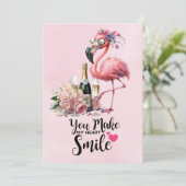 フラミンゴおもしろい顔とシャンパンパーティー サンキューカード (スタンド正面)