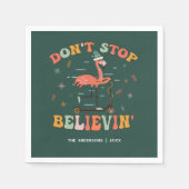 フラミンゴおもしろい | パーソナライズされたクリスマス スタンダードカクテルナプキン (正面)