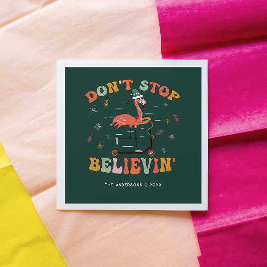 フラミンゴおもしろい | パーソナライズされたクリスマス スタンダードカクテルナプキン