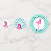 フラミンゴおよび水玉模様誕生日テーブル紙吹雪 コンフェッティ (裏面)