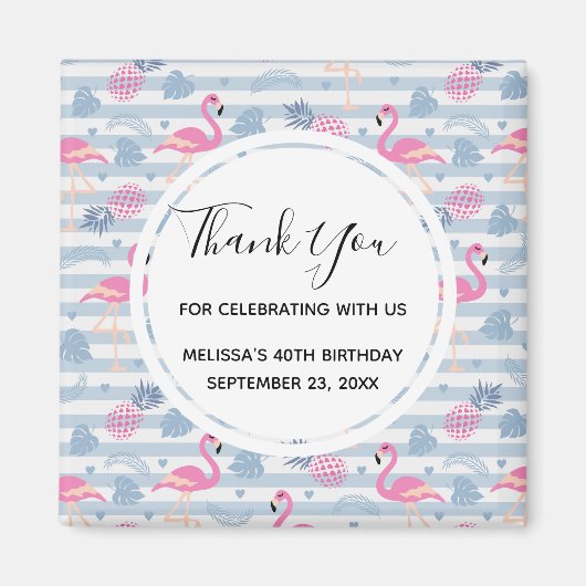 フラミンゴお洒落とパイナップルパターンの好意 マグネット (正面)