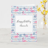 フラミンゴお洒落とパイナップルパターン カード (黄色い花)