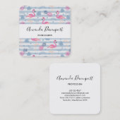 フラミンゴお洒落とパイナップルパターン スクエア名刺 (正面/裏面)