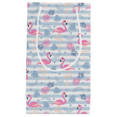 フラミンゴお洒落とパイナップルパターン スモールペーパーバッグ (正面)