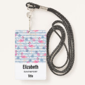 フラミンゴお洒落とパイナップルパターン バッジ (裏面ランヤード)