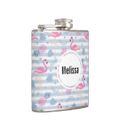 フラミンゴお洒落とパイナップルパターン フラスク (右)