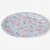 フラミンゴお洒落とパイナップルパターン ペーパープレート (アングル)