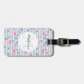 フラミンゴお洒落とパイナップルパターン ラゲッジタグ (正面横)