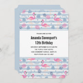 フラミンゴお洒落とパイナップルパターン 招待状 (正面/裏面)