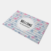 フラミンゴお洒落&パイナップルパターンウェルカム ドアマット (アングル)