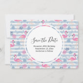 フラミンゴお洒落&パイナップルパターン誕生日 セーブザデート (正面)