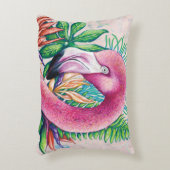 フラミンゴかわいい熱帯ピンクのアクセント枕 アクセントクッション (正面(垂直))