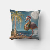 フラミンゴがクリスマスにリース クッション (正面)