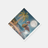 フラミンゴがクリスマスにリース スタンダードカクテルナプキン (角)