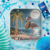 フラミンゴがクリスマスにリース ペーパープレート (パーティー)