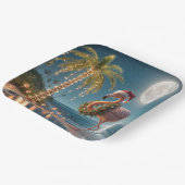 フラミンゴがクリスマスにリース ペーパープレート (傾斜あり)