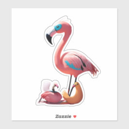 フラミンゴがピンクの流行をステッカーで受け入れる シール