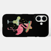 フラミンゴがマルガリータを飲む 面白いメキシカンポンチョ Case-Mate iPhoneケース (裏面 (横))