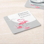 フラミンゴが大月を好む伊達コースター広場 スクエアペーパーコースター (アングル)