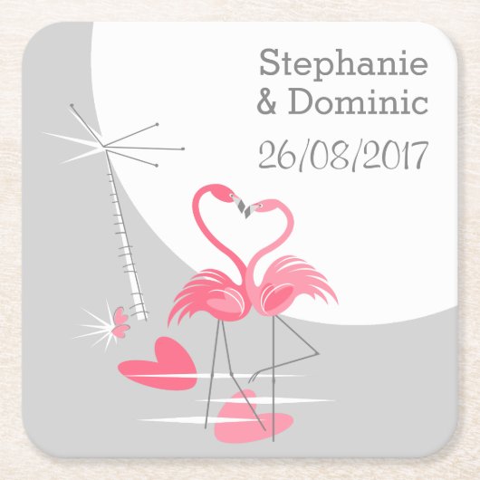 フラミンゴが大月を好む伊達コースター広場 スクエアペーパーコースター (正面)