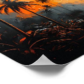 フラミンゴが空の下にある熱帯の鮮やか風景 ポスター (角)