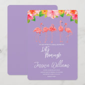 フラミンゴしよう！トロピカル ブライダルシャワーバッシュ 招待状 (正面/裏面)