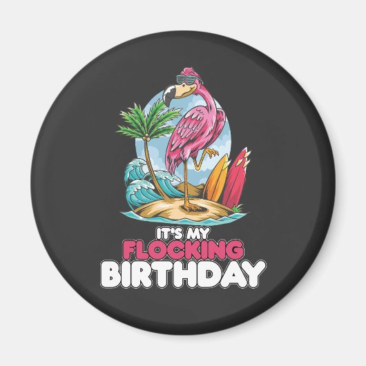 フラミンゴだよ、お誕生日おめでとう！ マグネット (正面)