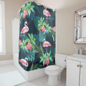 フラミンゴとの継ぎ目のない熱帯夏の模様 シャワーカーテン (インサイチュ)