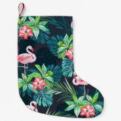 フラミンゴとの継ぎ目のない熱帯夏の模様 スモールクリスマスストッキング (正面)