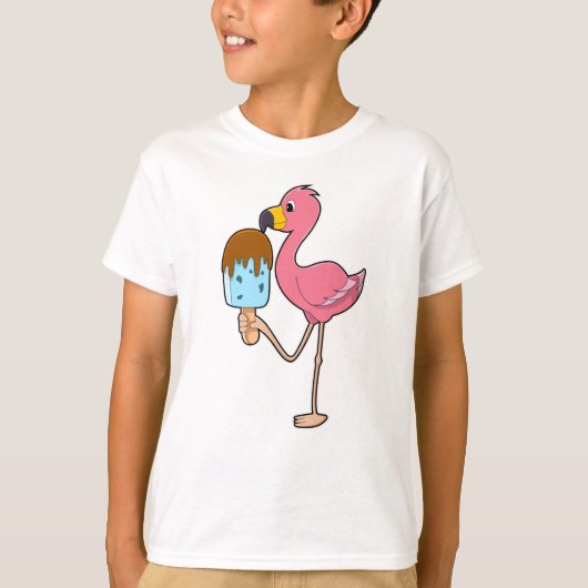 フラミンゴとアイスクリーム棒 Tシャツ (正面)