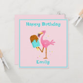 フラミンゴとアイスロリー カード (正面/裏面インサイチュ)