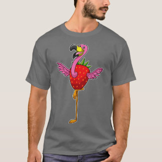 フラミンゴとイチゴ Tシャツ
