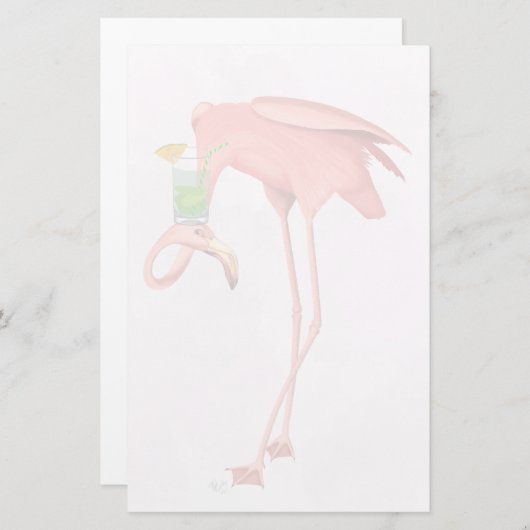 フラミンゴとカクテル 便箋 (正面/裏面)