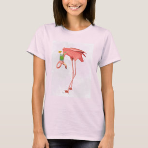 フラミンゴとカクテル Tシャツ