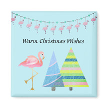 フラミンゴとカラフル木々の温かいクリスマスの願い