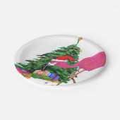 フラミンゴとクリスマスツリー ペーパープレート (アングル)